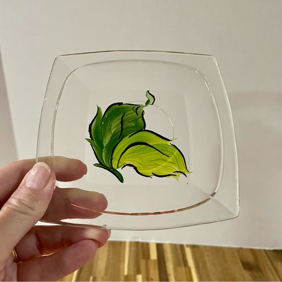 Hazel Atlas 4 Gay Fad Green Plants 5.5” Square Saucer Dessert Plates USA Rare - Picture 2 of 8